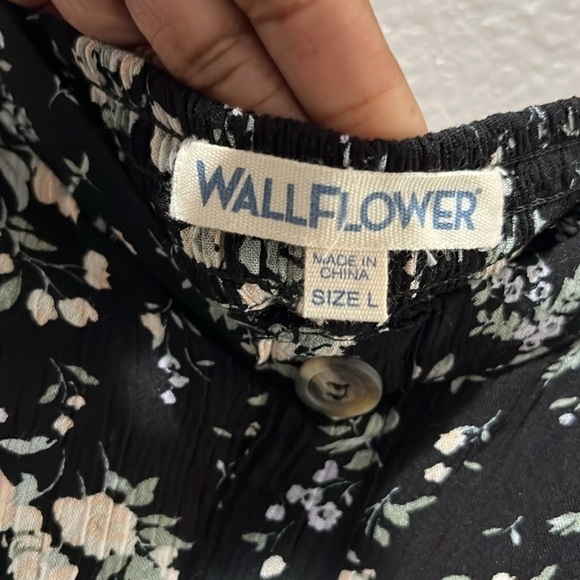 Wallflower Black Floral Mini Dress with removable cups Size Large Sleeveless Y2K - Picture 3 of 11